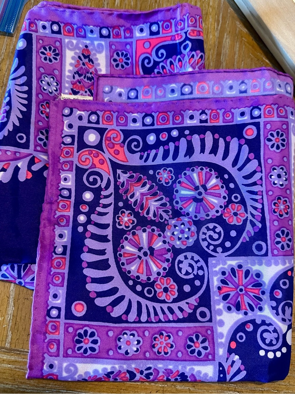 Vintage Purple & Pink Paisley Neck Scarf - Long Rectangular
